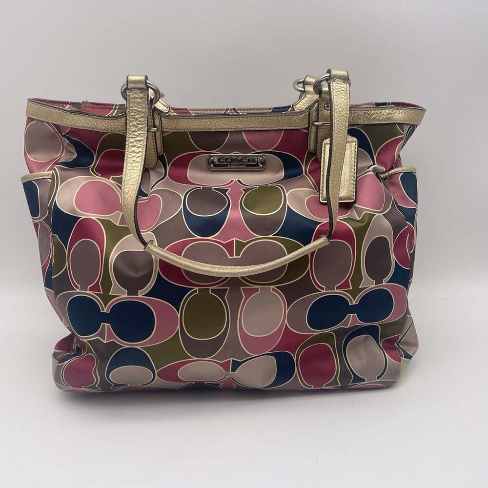 Coach Op Art Signature Multicolor Tote Bag F19819